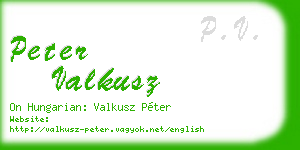peter valkusz business card