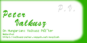 peter valkusz business card